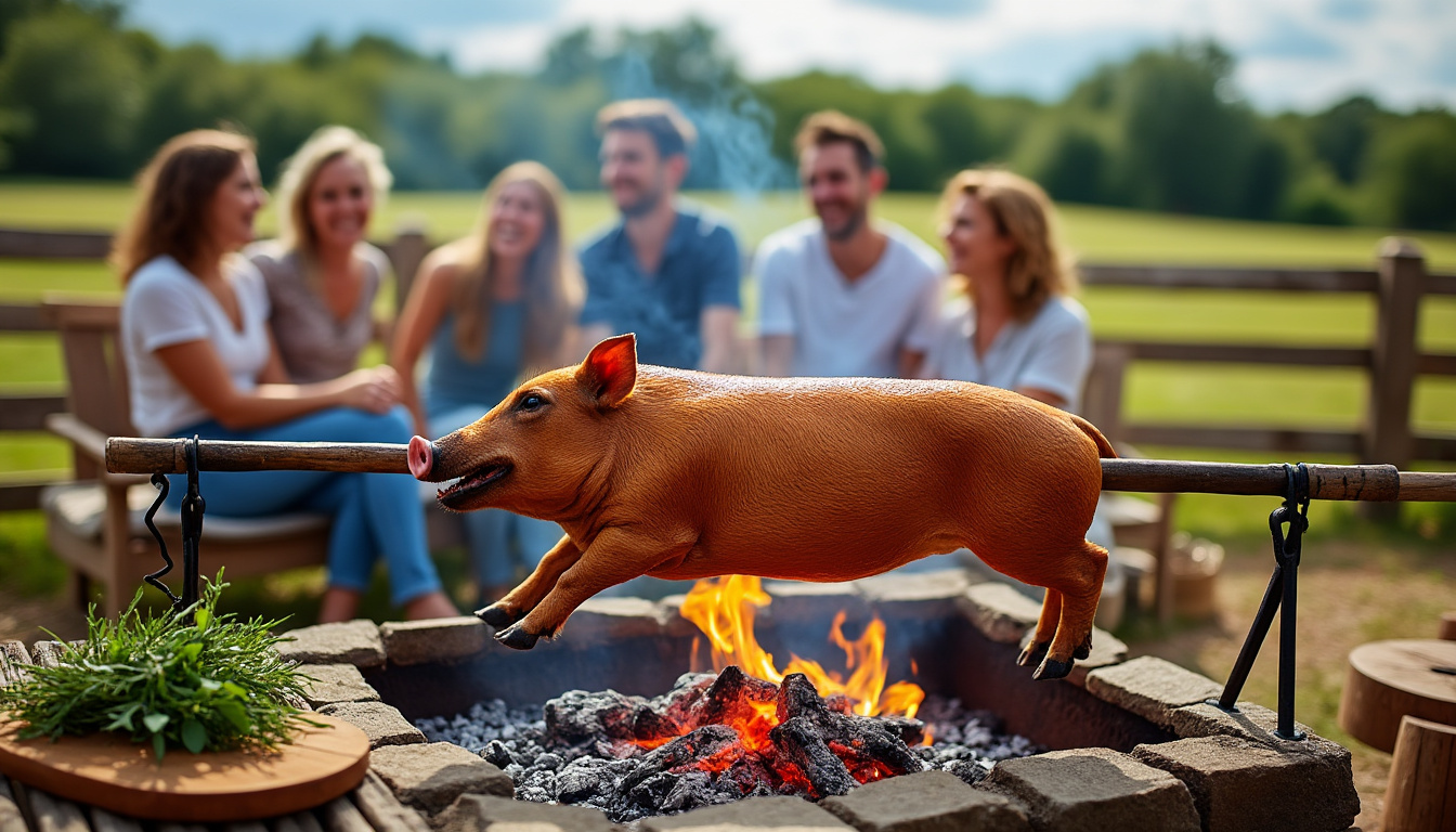 découvrez une recette festive de cochon de lait à la broche, parfaite pour un repas convivial et réussi en famille ou entre amis.